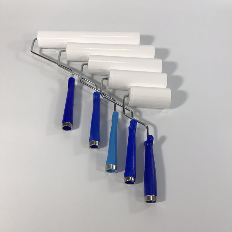 White PE Sticky Roller with handle